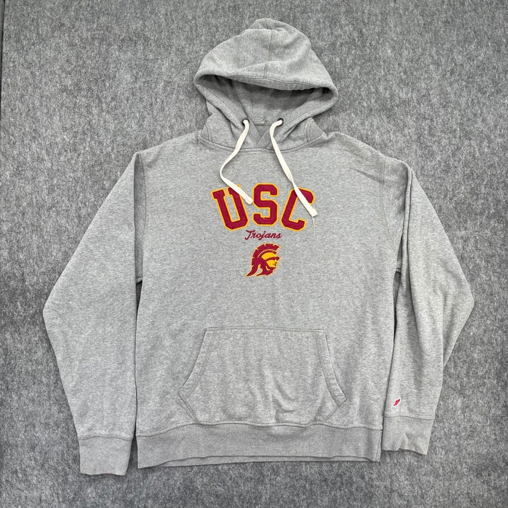 USC Trojans Hoodie Mens Large Gray Collegiate Sweatshirt Pullover League